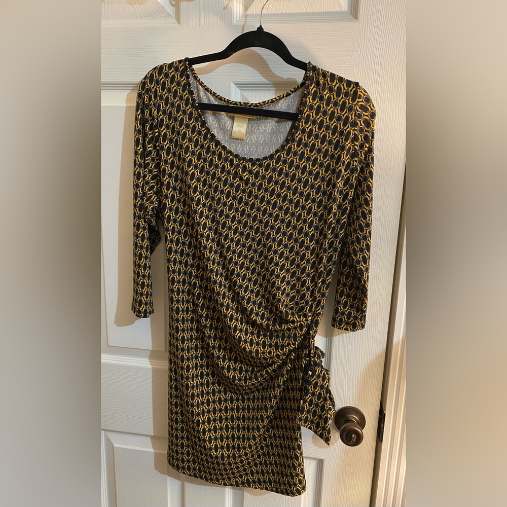 Black and Gold Long Sleeve Wrap Tunic